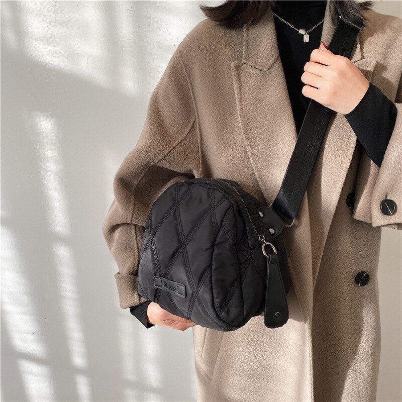 Nylon Black Handbag Essential Portable Everyday Crossbody Purse 24.5*19*12.5 CM