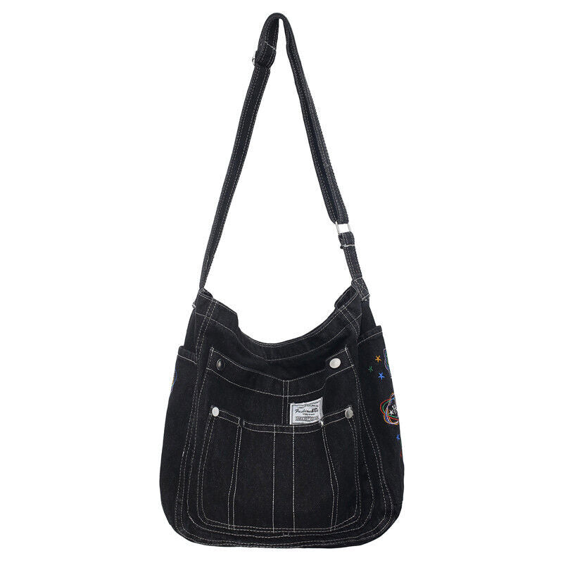 Women's Denim Tote Bag Adjustable Shoulder Crossbody Handbag Purse Gift