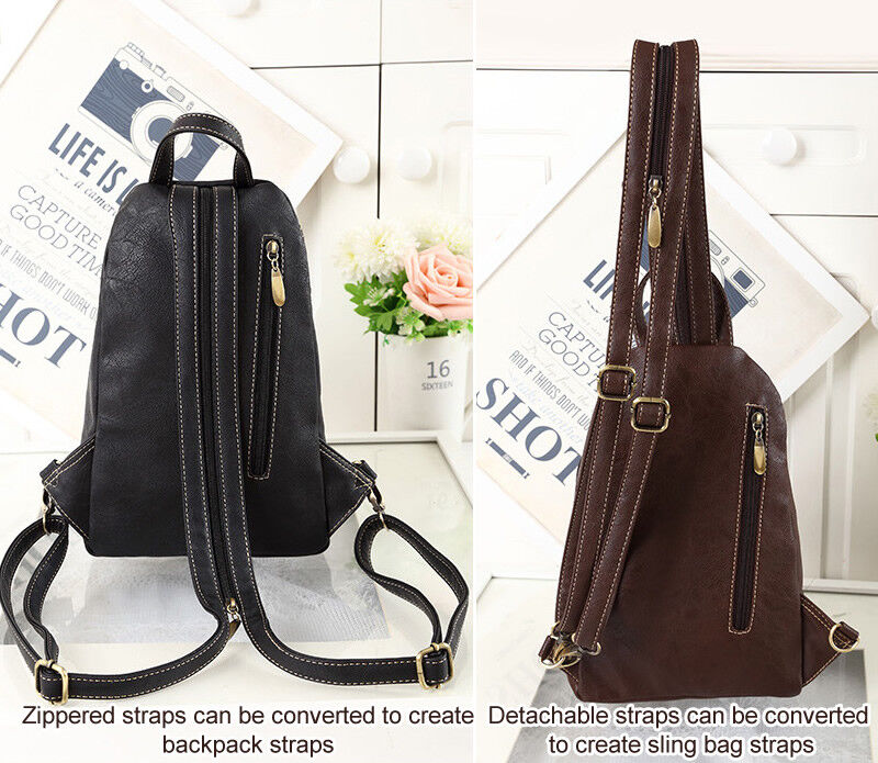 Convertible Faux Leather Small Mini Backpack Rucksack Sling bag Purse Cute Bag