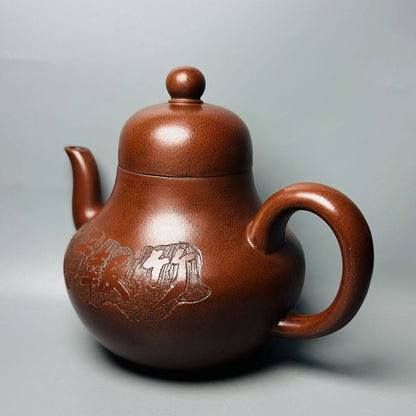 Vintage Chinese Yixing Purple Clay Teapot Zisha Ceremony Ceramic Bamboo Teaware