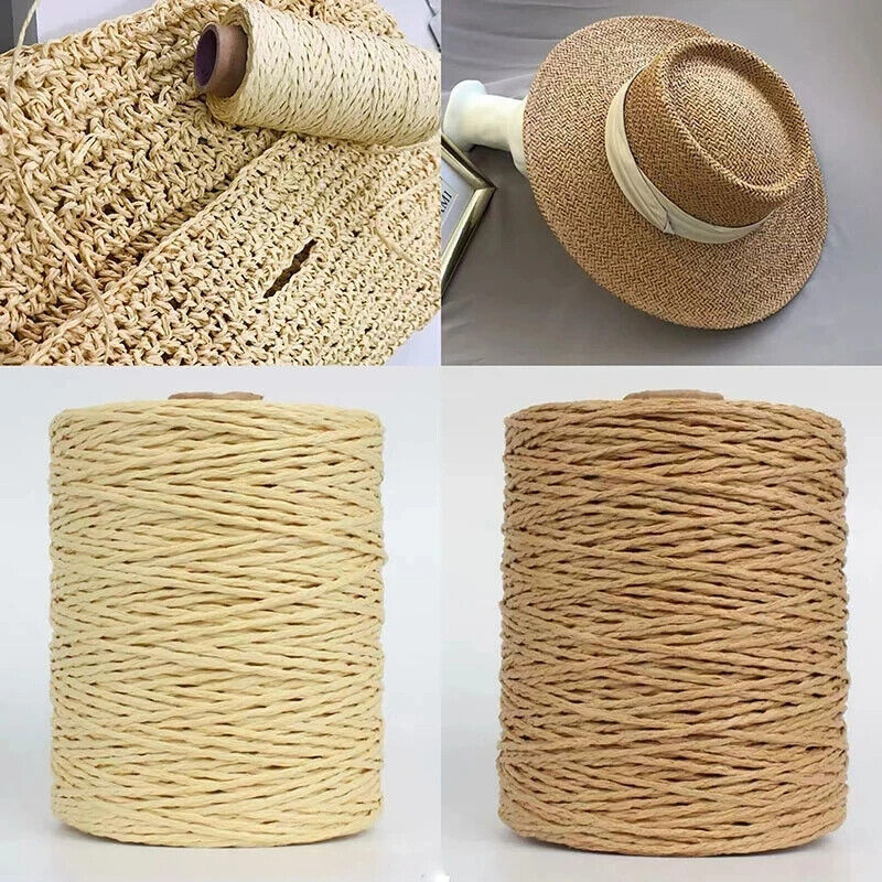Hand Knitting Yarns 280-300M Natural Raffia Straw Colorful Crochet Threads Rolls
