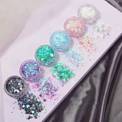 Nail Art 6Pcs Sequins Glitter Hexagon Flakes DIY Epoxy Silicone Mold Filling Kit