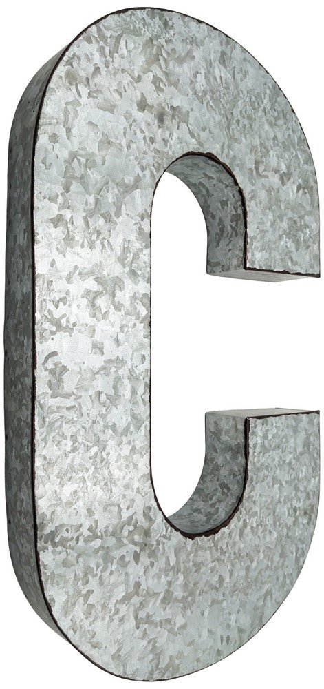 Huge 20" Metal Letter Hanging Wall Décor, Galvanized Metal with Rusted Edges