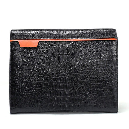 100% Real Crocodile Skin Leather Mens Business Clutch Wallet Zipper Envelope Bag