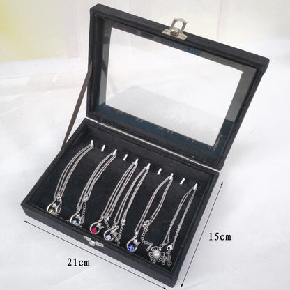 Jewelry Storage Box Velvet Flannel Cover Bracelet Necklace Organizer 21x12.3x5cm