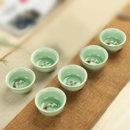 Chinese porcelain tea set fish relief ceramic gaiwan kungfu tea pot pitcher cups