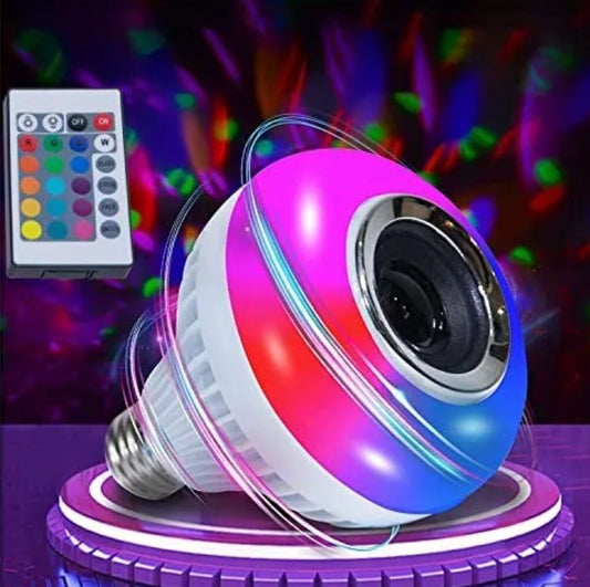 Bluetooth Bombilla Audio Altavoz Luces Lampara RGB Cambia De Color Con Remoto