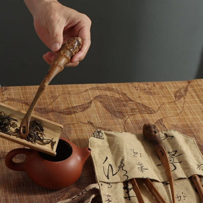 Natural Bamboo Tea Ceremony Accessories With Cloth Bag|Tea Accessories