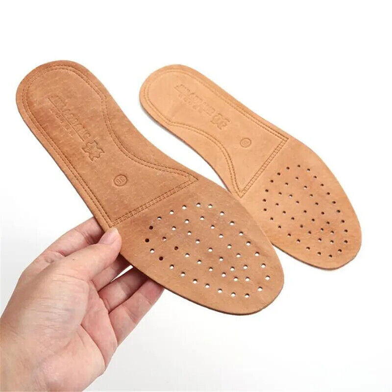 Men Women Shoe Insole Cowhide Leather Comfortable Anti-Slippery Flat Pad EU35-43