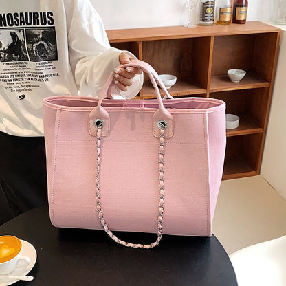 Canvas Shoulder Bag Women Tote Female Bags Chain Pink Handbags Handbag