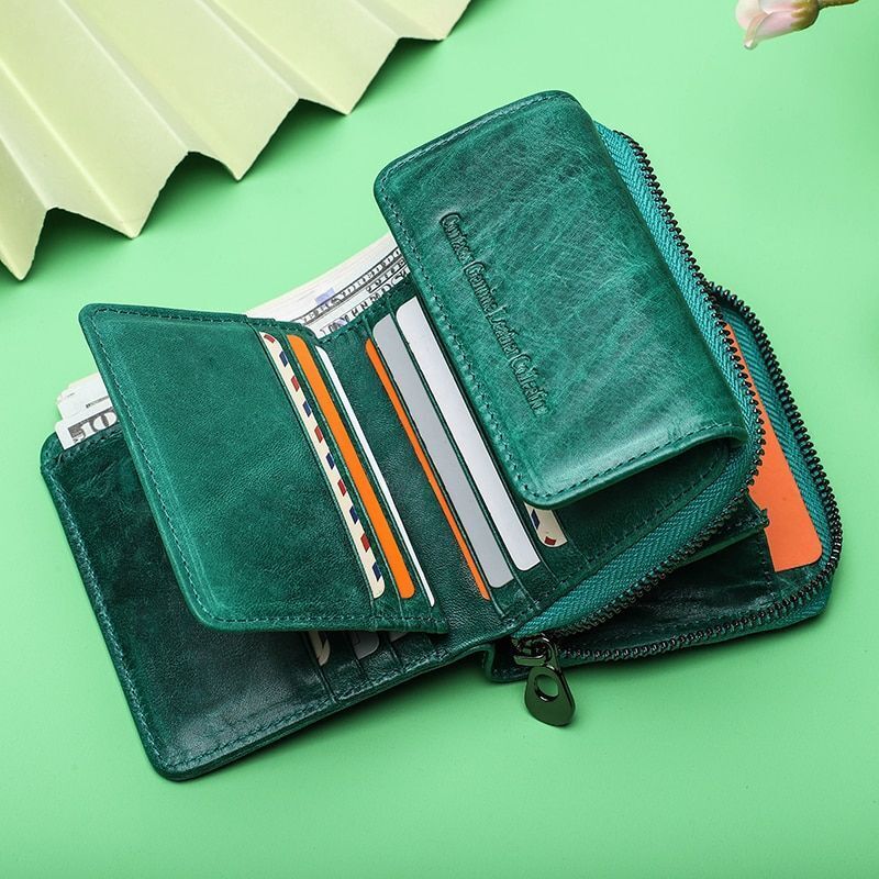 Leather Wallet Women Clutch Bag Coin Purse Small Card Holder 10*12*3.5 CM 160 G