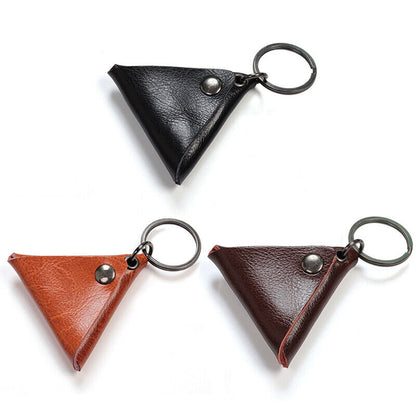 Triangle Leather Guitar Picks Bag Keychain Storage Case for Guitar Ukulele Pick