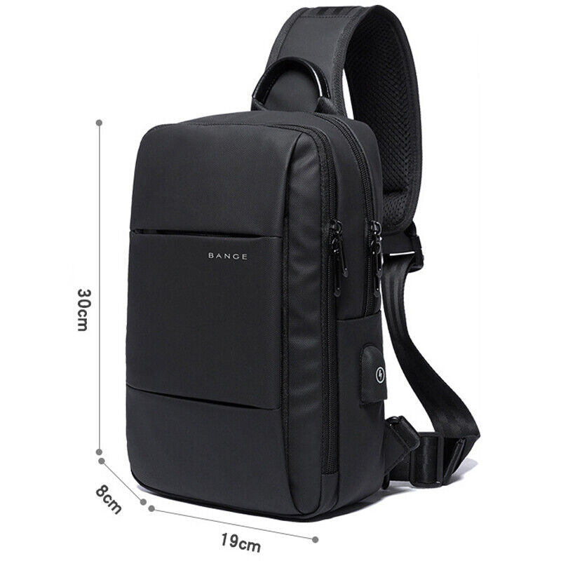 Fashion Men's Sling Backpack Oxford cloth Waterproof Crossbody Bag With USB Port
