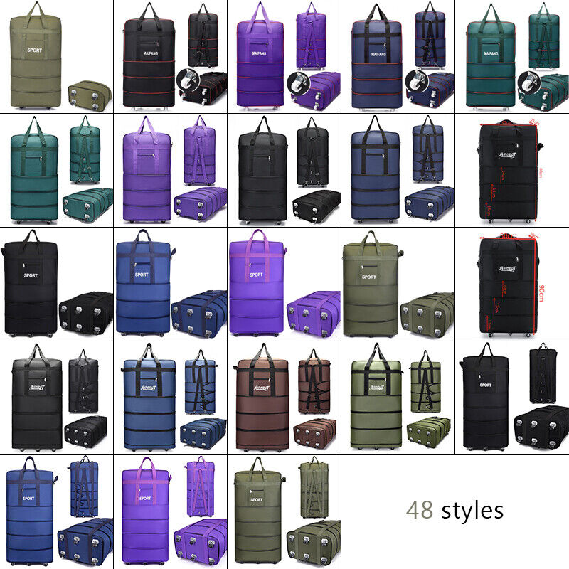 Large Capacity Foldable Luggage Trolley Bags Oxford Expendable Wheel Travel Bags