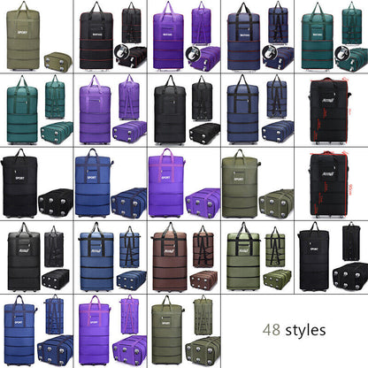 Large Capacity Foldable Luggage Trolley Bags Oxford Expendable Wheel Travel Bags