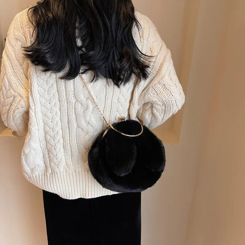 Cross Body Bag Women Chain Single Shoulder Bag Ball Shape Winter