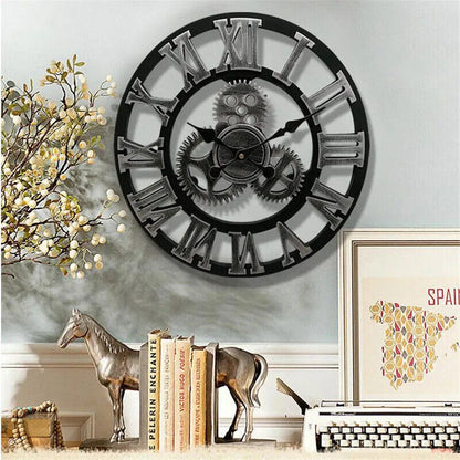 Wall Clock European Wood Home Wall Watch Living Room Office Bar Wall Art
