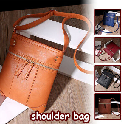 Women Rivet Tassel Crossbody Shoulder PU Leather Bag Purse Outdoor Travel NEW