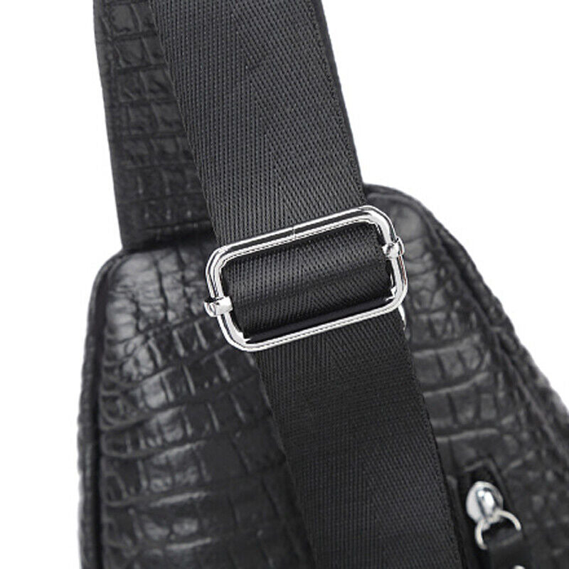 Sling Backpack Men's Genuine Leather Crocodile Crossbody/Shoulder Bag for Hiking