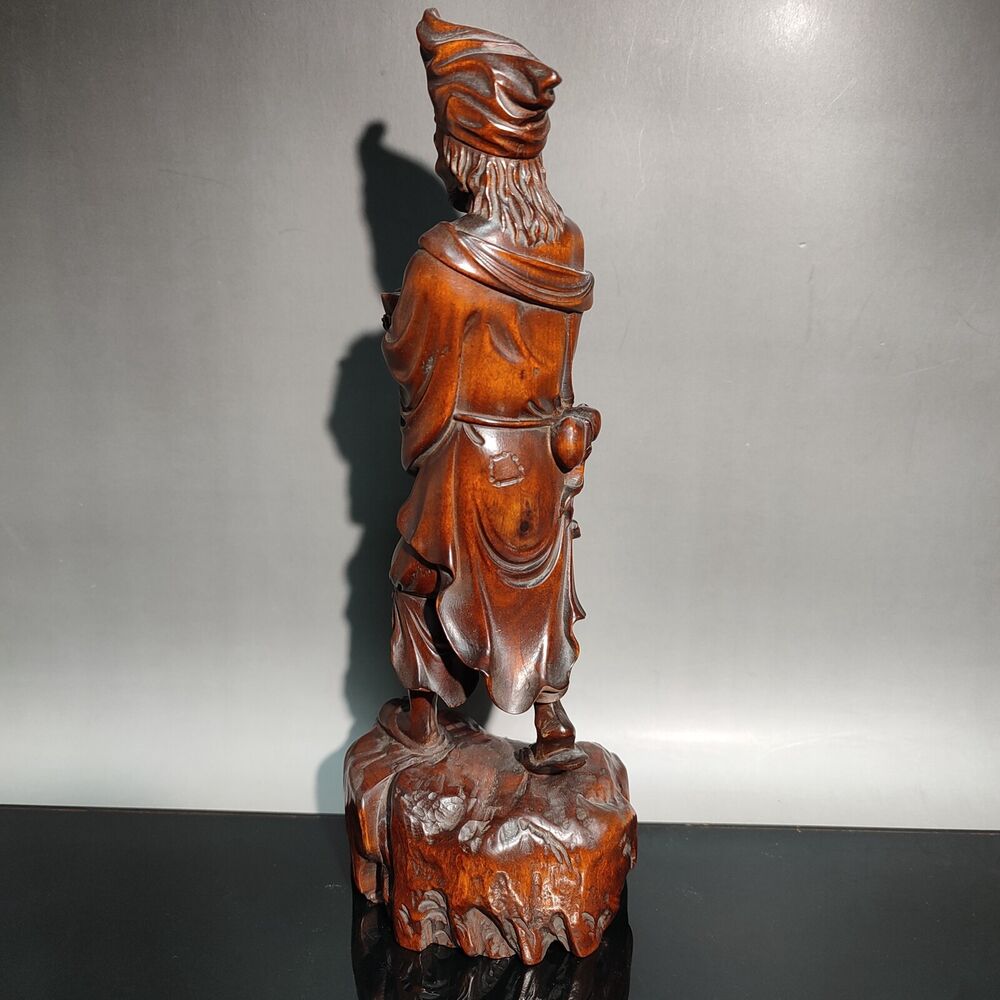 China Antique Wooden Boxwood Carved Exquisite Ji Gong Buddha Statues Sculpture