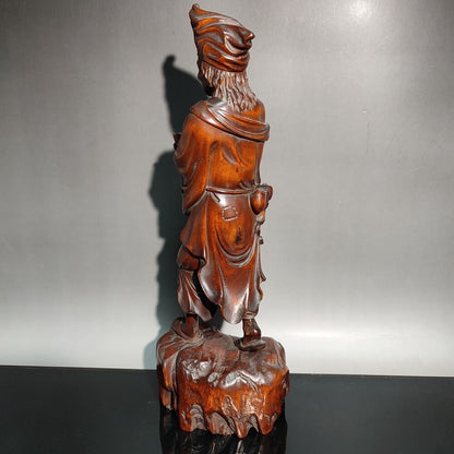 China Antique Wooden Boxwood Carved Exquisite Ji Gong Buddha Statues Sculpture
