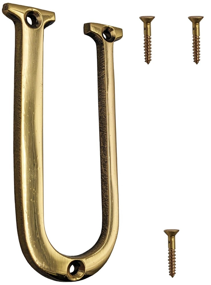 4-inch House Letter with Mounting Screws, Polished Brass, Shiny Gold Color