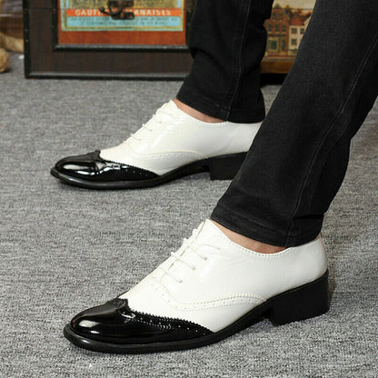 Oxfords Brogues Mens Patent PU Leather Lace Up Wingtip Wedding Fomal Shoes New