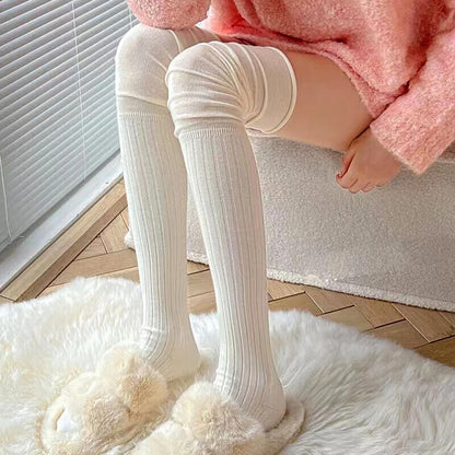 Women Socks Nylon Over Knee High Thick Patchwork Solid Colors Splicing Stockings