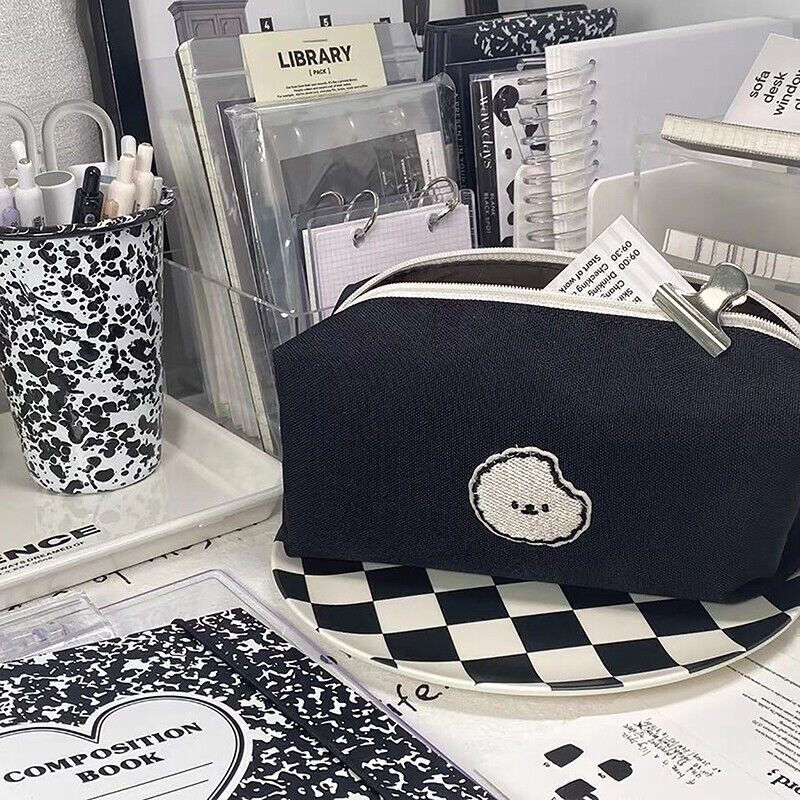 Cute Dog Cosmetic Bag Stationery Canvas Makeup Bag Large Capacity Pencilcase