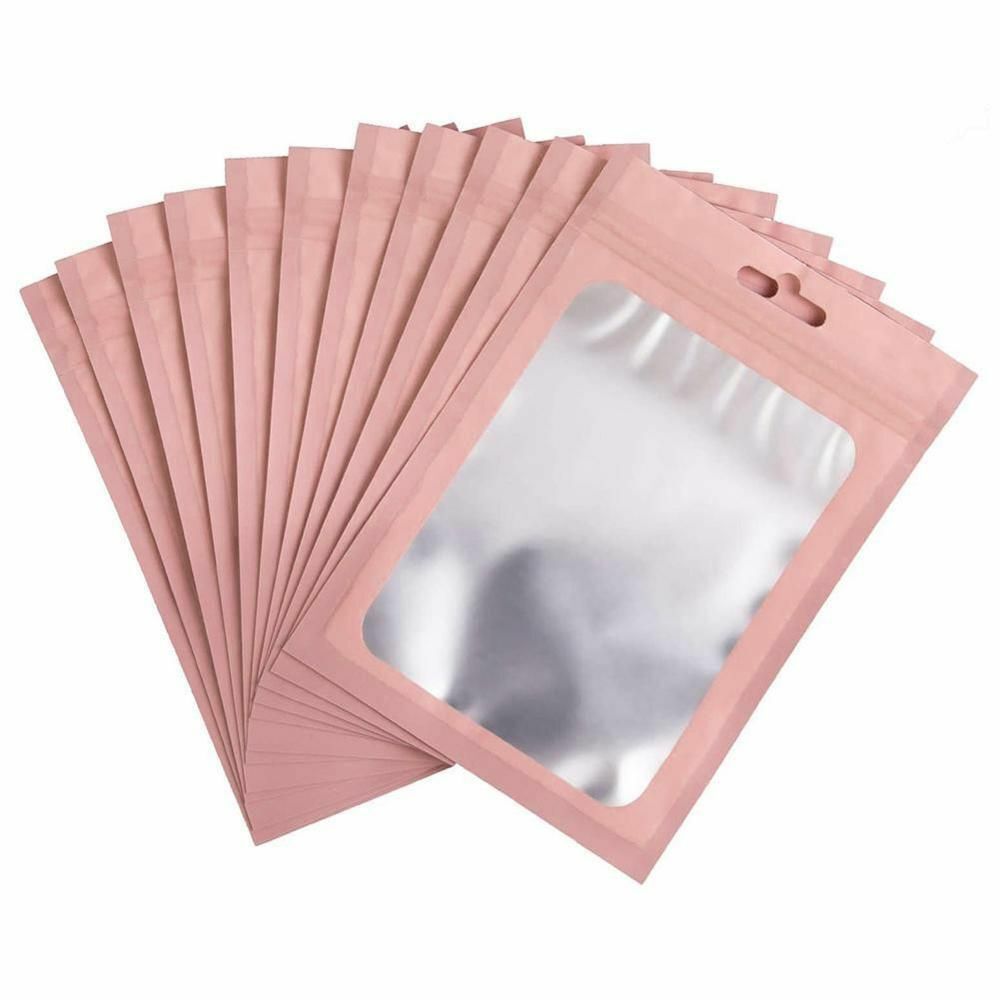 Cosmetic Bag 100pcs 4 Sizes Flat Bath Salt One Side Clear Mini Aluminum Foil Zip