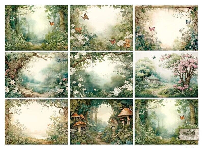 Scrapbooking Materials 32Pcs Fairy Tale Forest Papers Cards Making Journal Decor