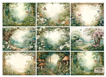 Scrapbooking Materials 32Pcs Fairy Tale Forest Papers Cards Making Journal Decor