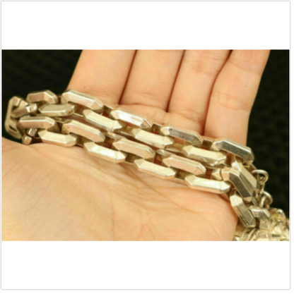 chinese miao silver hand carved dog head statue bracelet decorate Jewellery gift