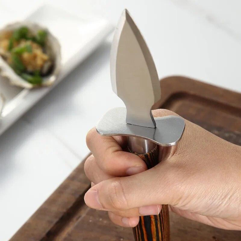 Oyster Shucking Knife Seafood Shellfish Clam Opener Kitchen Stainless Steel Wood