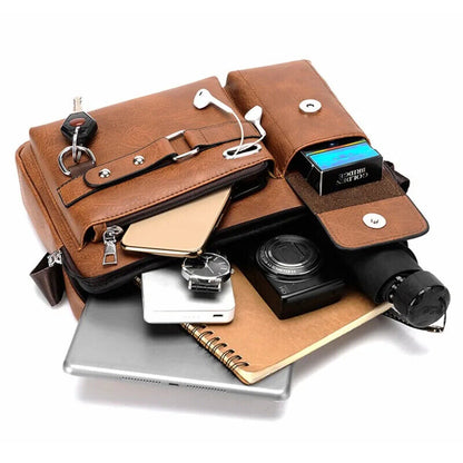 Men's Shoulder PU Leather Handbag Business Travel Man Crossbody Men Bag