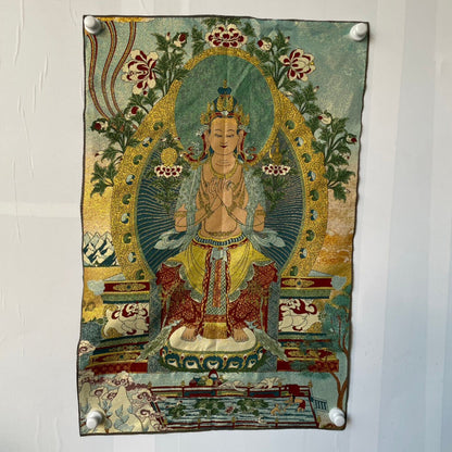 Ancient Tangka Embroidery Guanyin Bodhisattva in Tibet, China 60*90CM（观音菩萨6566）