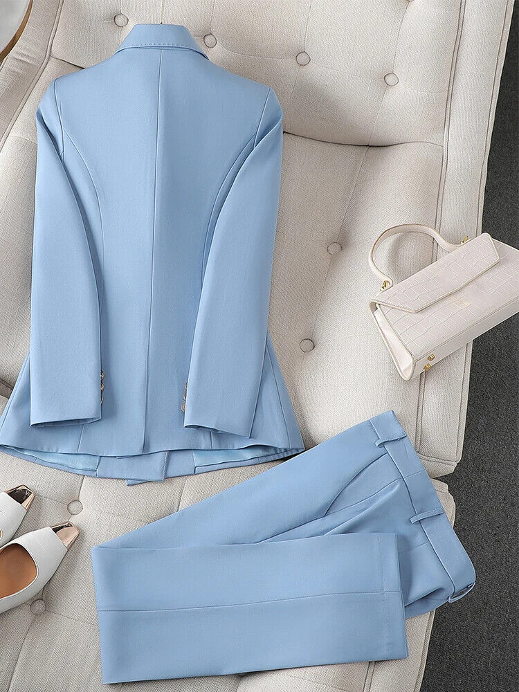 Ladies Pant Suit Women Business Blazer Jacket and Trouser Formal 2 Piece Sets