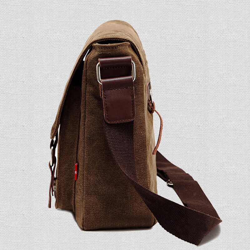 Men Sling Shoulder/Messenger Bag Canvas&Leather 12" Business Casual Daypack