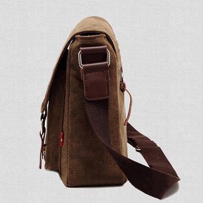 Men Sling Shoulder/Messenger Bag Canvas&Leather 12" Business Casual Daypack