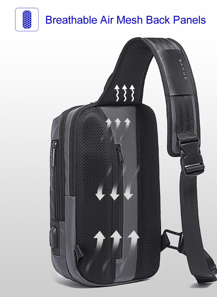 TSA Lock Charging Port Water Resistant Chest Pack Sling Bag One Strap Backpack