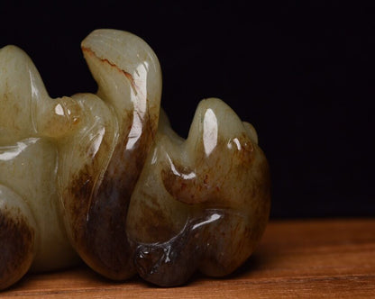 Chinese Natural Hetian Jade Hand Carving Frog Statue Sculpture Figurines Artwork