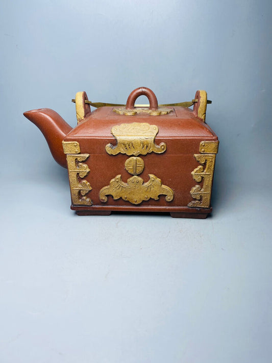 Chinese Yixing Zisha Clay Handmade Exquisite Teapot （百宝箱提梁 底款：大明万历年间）