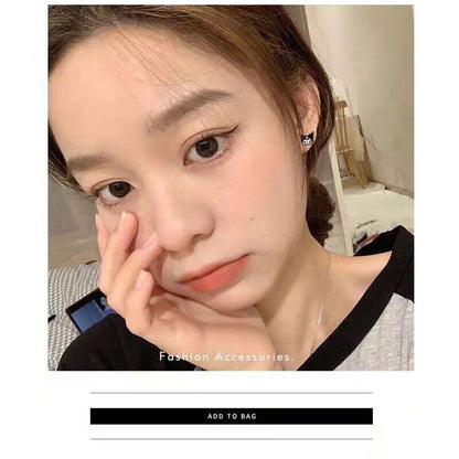 Kawaii Kuromi Sanrioed Ear Stud S925 Silver Jewelry Fashion Earrings Girls Gift