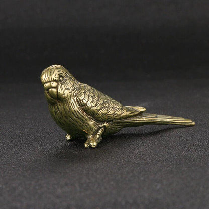 Metal Budgie Figurine Desk Ornament Statue Sculpture Parakeet Budgerigar Parrot