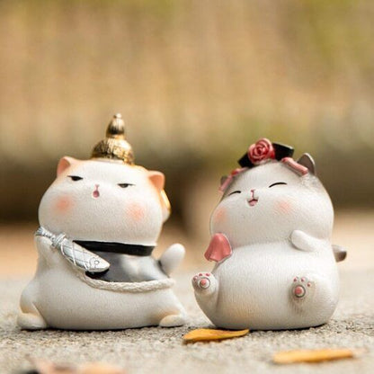 Set of 4 Cute Resin Cat The Palace Museum Baby Cat Small Cat for Home Ornaments