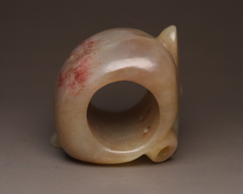 Chinese Antique Hetian Jade Carved Exquisite Unique Thumb Ring Jewelry Art Rare