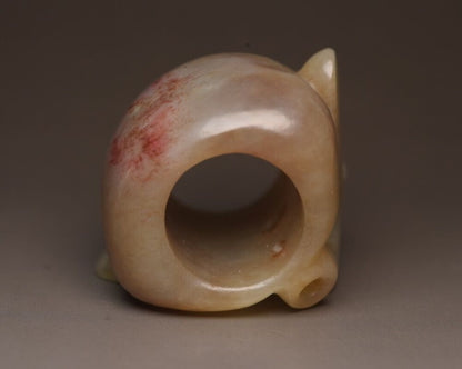 Chinese Antique Hetian Jade Carved Exquisite Unique Thumb Ring Jewelry Art Rare