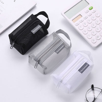 Nylon Small Square Mesh Makeup Case Three-dimensional Coin Purse Holder Bags 1PC