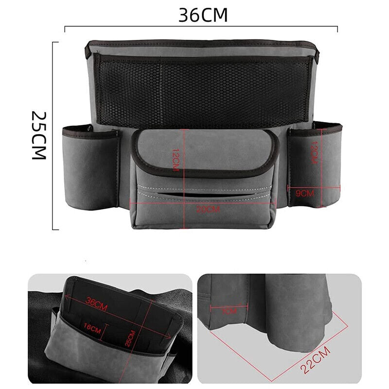 PU Leather Car Net Pocket Organizer Holder Between Seat Storage Bag Tissue Box