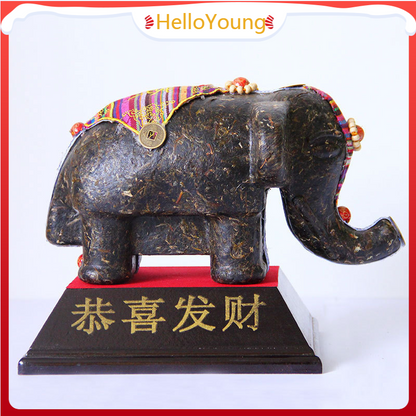 260g Yunnan Pu'er Raw Tea Ornaments Pu'er Tea Sculpture Ornaments Small Elephant